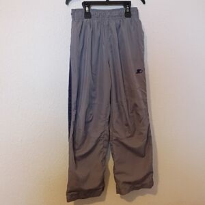 Gray Athletic Track Pants with Navy Side Stripe